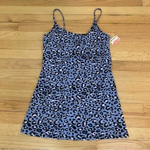 FP Movement Blue Leopard Print Small Medium Activewear Dress w Shorts Athletic